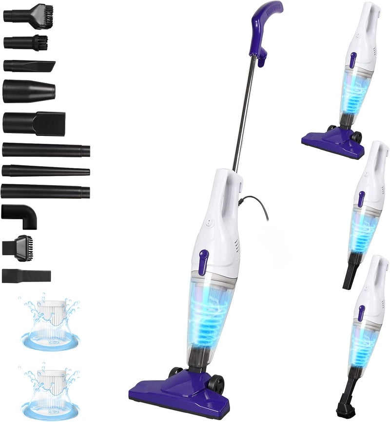 Intercleaner Corded Vacuum Cleaner, 15KPa Powerful Suction with 400W Motor, 12 in 1 Lightweight Bagless Stick Vac with Handheld, Ultra Quiet, for Hardwood Floor Carpet Car Pet Hair Car Pet Hair - Image 1